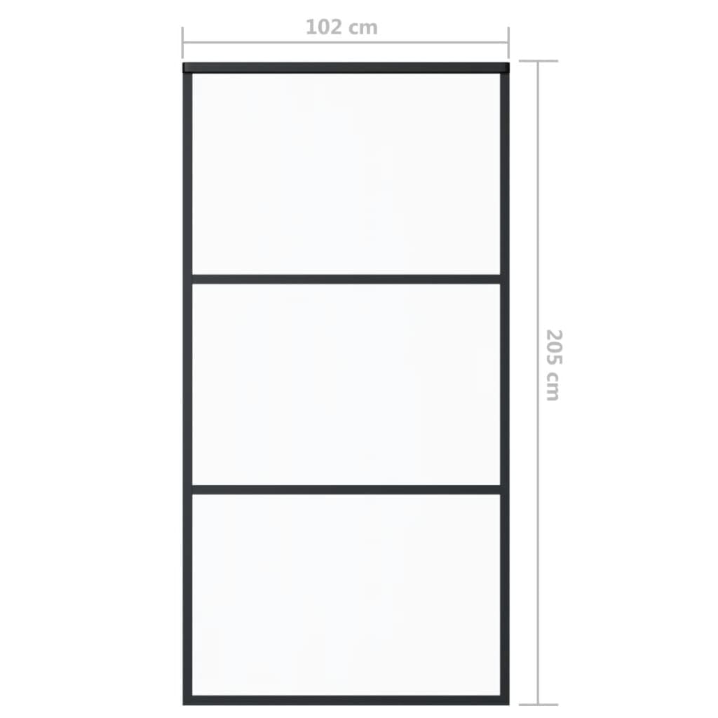 vidaXL Porta Scorrevole in Vetro ESG e Alluminio 102x205 cm Nera