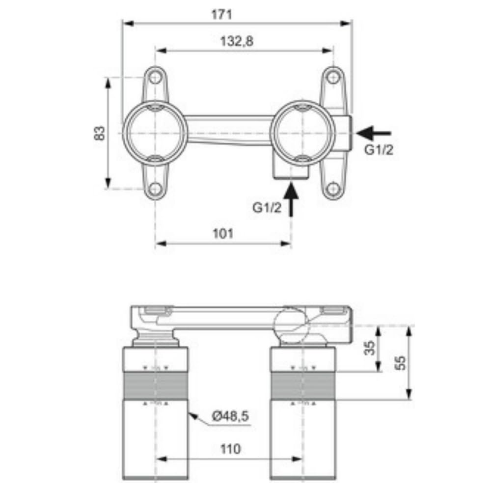 Ideal Standard - Multi Suite, Corpo ad Incasso per installazioni miscelatori a Parete, Neutro