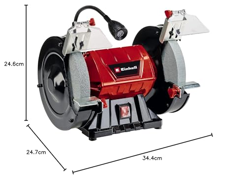 Einhell TC-BG 200 L Smerigliatrice combinata da banco (tensione 220-240 V, potenza 185 W, giri min. 2980, mole Ø200 x ø32 x 25 mm, grana K36/K60, luce LED)