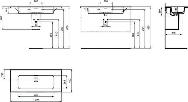 Ideal Standard T363501 Lavandino del bagno STRADA II, Bianco