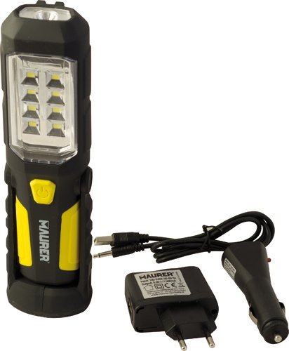 TORCIA A BATTERIA LITIO - RICARICABILE - 8+1 LED - MAGNETICA - MAURER