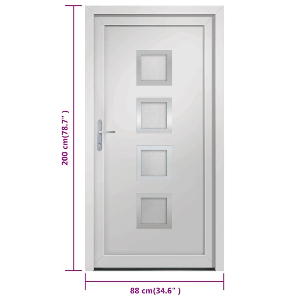 vidaXL Porta Ingresso Bianca 88x200 cm in PVC, porta, porta di ingresso, porta d'ingresso in PVC, porta entrata, porta in PVC, porte, porte in PVC