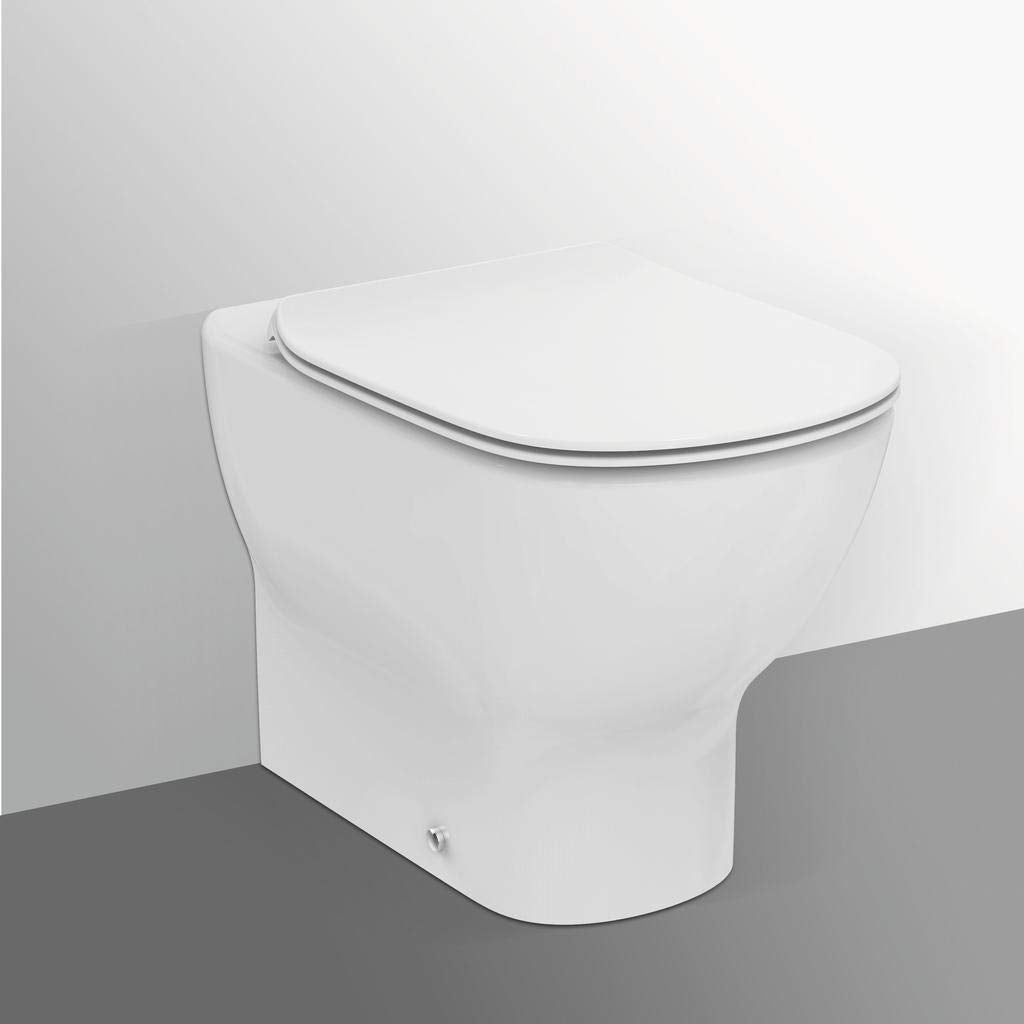 Ideal Standard - Tesi, WC a terra filo parete universale Aquablade, Copriwater sottile con chiusura normale, Bianco