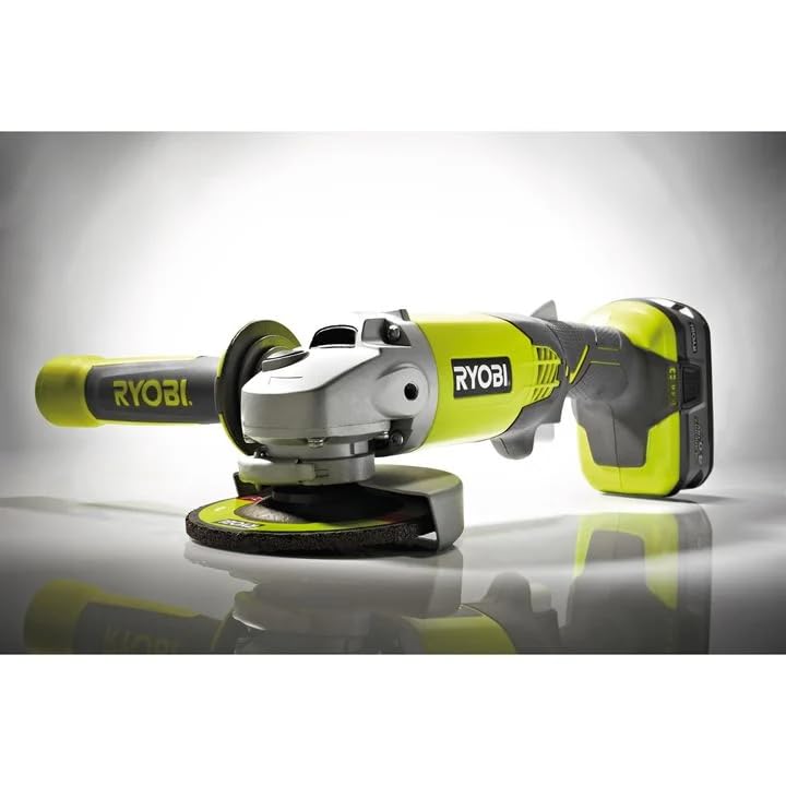 Ryobi R18AG-0 Smerigliatrice Angolare a Batteria 18V ONE+, con Doppio Interruttore di Sicurezza, Carter Regolabile, Batteria Non Inclusa, Diametro Disco 115mm