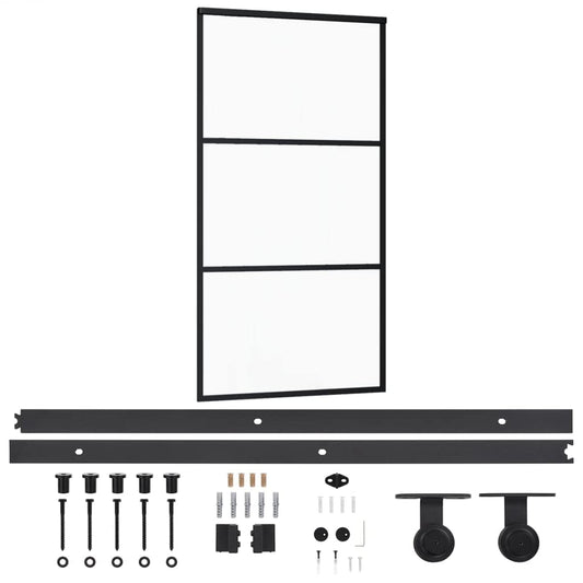 vidaXL Porta Scorrevole e Kit Montaggio Vetro ESG Alluminio 102x205cm