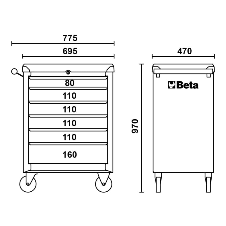 Beta C04BOX-A - Cassettiera mobile con sei cassetti