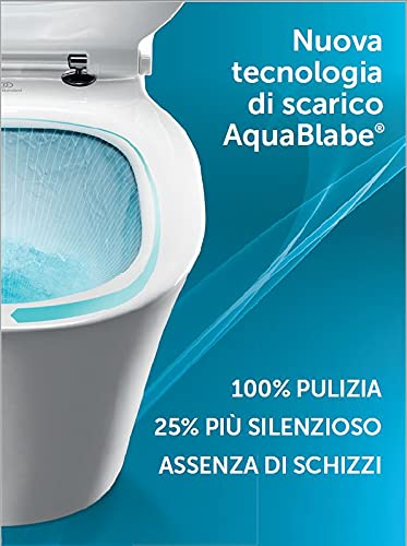 Ideal Standard - Tesi, WC a terra filo parete universale Aquablade, Copriwater sottile con chiusura normale, Bianco