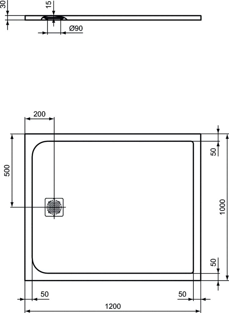 Ideal Standard – Piatto resina Ultraflat S 120 x 100 Sabbia, k8232ft)