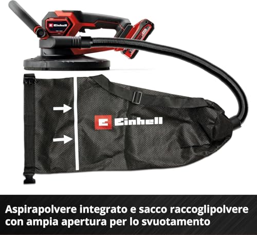 Einhell Professional Levigatrice per cartongesso a batteria TP-DWS 18/225 Li BL Solo Power X-Change (18 V, senza spazzole, incl. 6 x carta abrasiva Ø 225 mm e 1 x panno a rete, senza batteria)