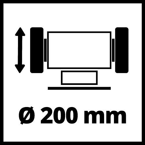 Einhell TC-BG 200 L Smerigliatrice combinata da banco (tensione 220-240 V, potenza 185 W, giri min. 2980, mole Ø200 x ø32 x 25 mm, grana K36/K60, luce LED)