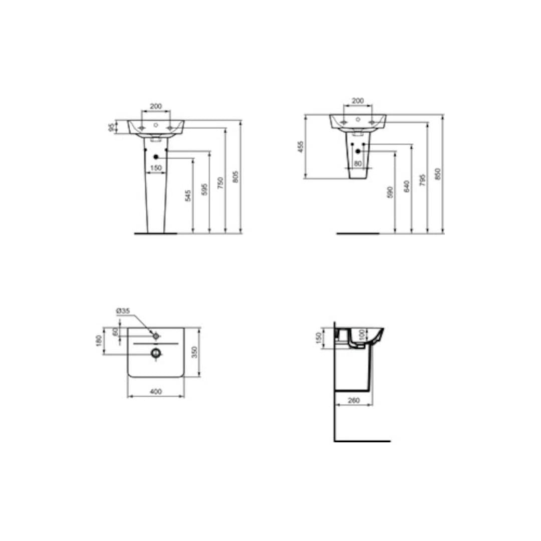 Ideal Standard E0307V3 Lavandino del bagno, Nero opaco