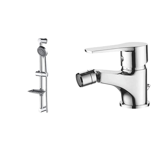 Ibergrif Barra di Scorrimento per Doccia, Asta per Doccia con Soffione, Tubo Flessibile, Supporto per Doccetta e Portasapone, Montaggio a Vite & M15057 Star, Miscelatore Bidet Bagno Monocomando