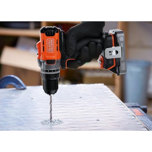 BLACK+DECKER POWERCONNECT™ 18V Trapano avvitatore a batteria con 2 batterie da 2,0Ah, caricatore da 1A e kitbox, BCD382D2XK-QW