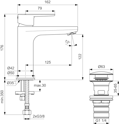 Ideal Standard - Cerafine O, Miscelatore monocomando per lavabo, Bocca di erogazione fissa, Rosé