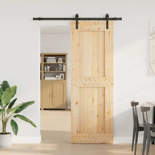 vidaXL Porta Scorrevole con Set Hardware 80x210 cm Legno Massello Pino