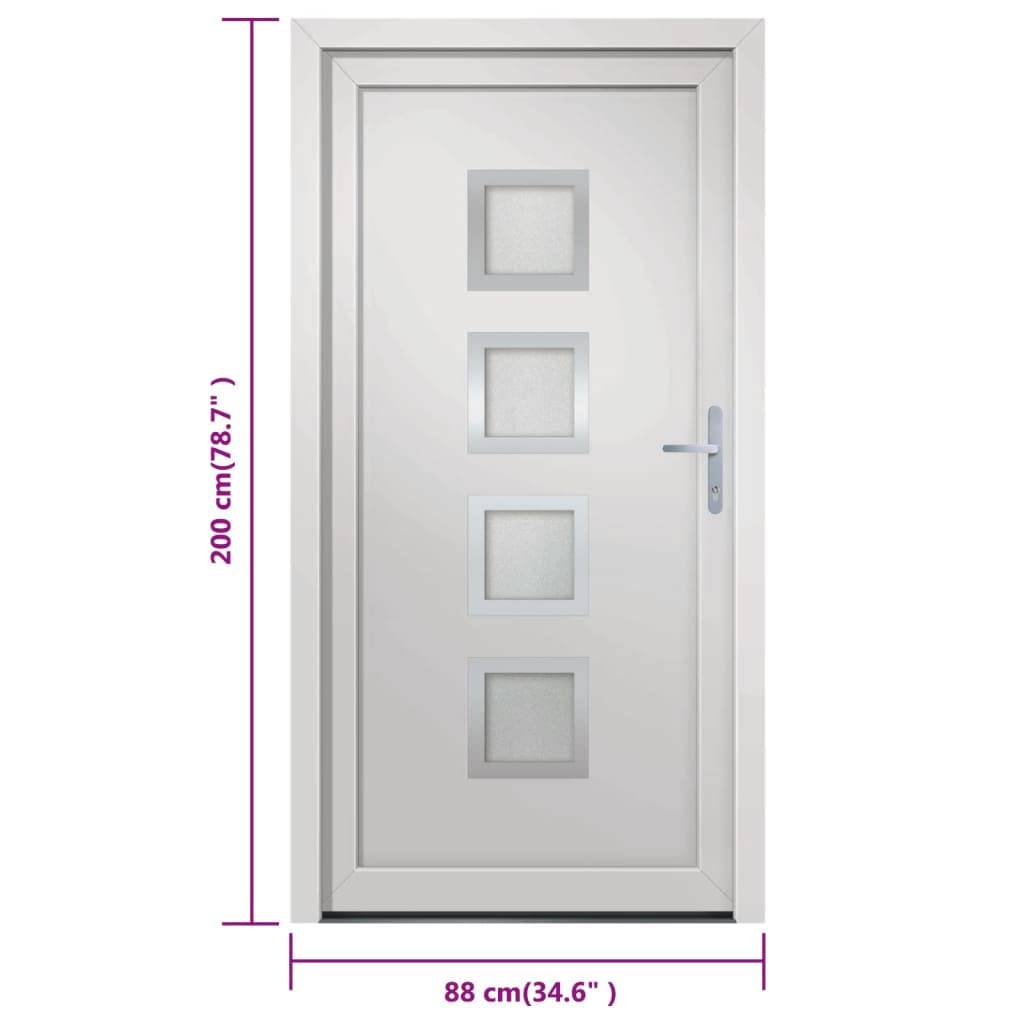 vidaXL Porta Ingresso Bianca 88x200 cm in PVC, porta, porta di ingresso, porta d'ingresso in PVC, porta entrata, porta in PVC, porte, porte in PVC