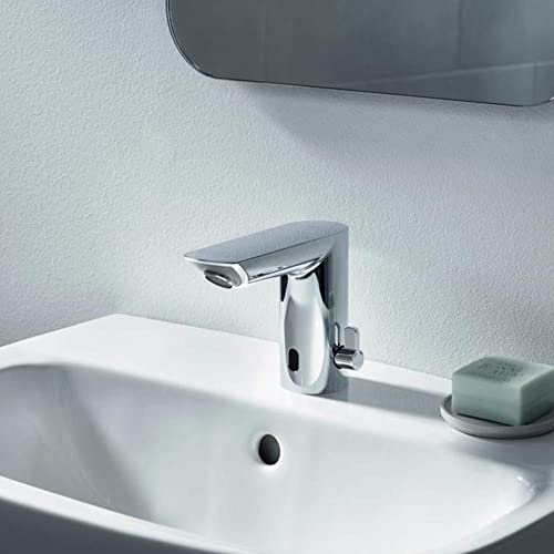 GROHE Bau Cosmopolitan E - elettronica a infrarossi per lavabo (scarico automatico, tubi di collegamento flessibili, dispositivo antiriflusso, con elettrovalvola integrata), cromata, 36453000