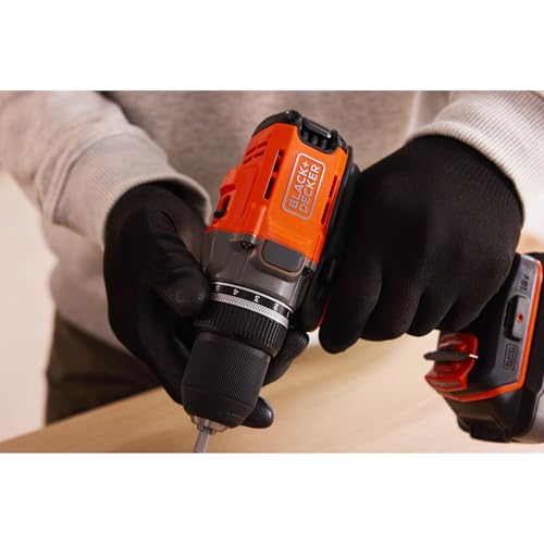 BLACK+DECKER POWERCONNECT™ 18V Trapano avvitatore a batteria con 2 batterie da 2,0Ah, caricatore da 1A e kitbox, BCD382D2XK-QW