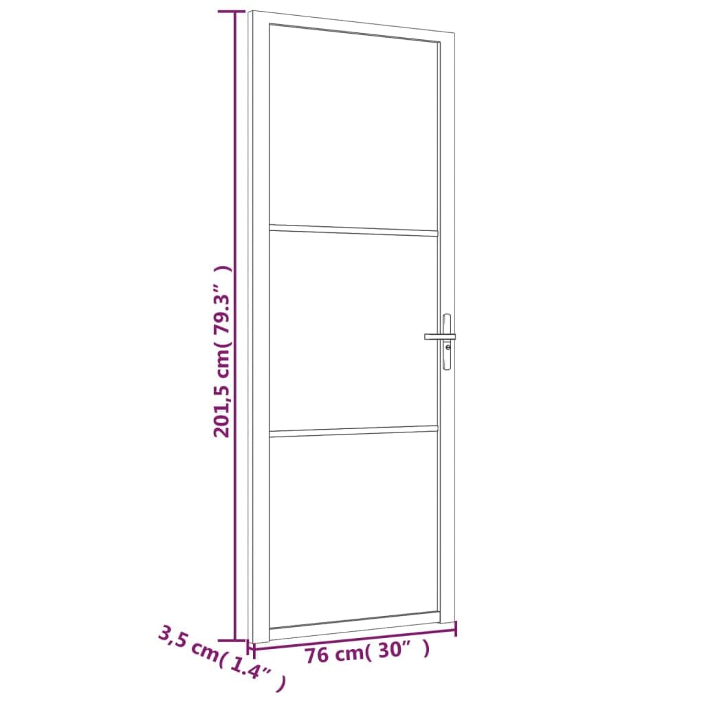 vidaXL Porta Interna 76x201,5 cm Bianco Opaco Vetro e Alluminio