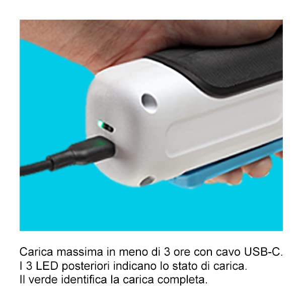 BLACK+DECKER, TAGLIERINO ELETTRICO 3.6V- Impugnatura anti-scivolo, Grilletto di sicurezza, Ricarica tramite cavo USB-C, Una lama inclusa, Autonomia di 35/40 minuti. BCRC115-XJ