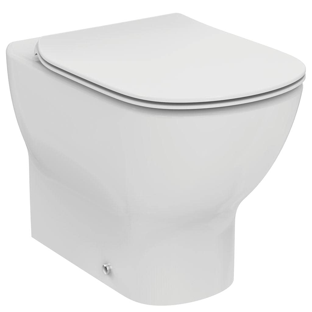 Ideal Standard - Tesi, WC a terra filo parete universale Aquablade, Copriwater sottile con chiusura normale, Bianco