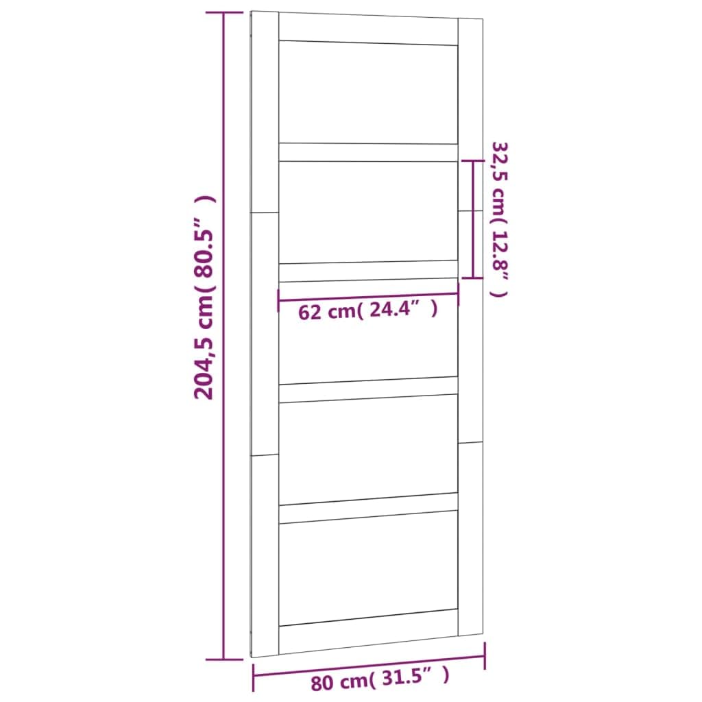 vidaXL Porta del Granaio 80x1,8x204,5 cm in Legno Massello di Pino