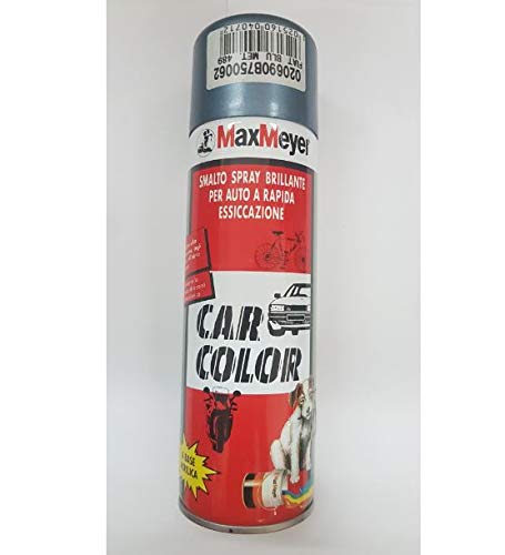 Smalto spray brillante a RAPIDA ESSICCAZIONE Max meyer "CAR COLOR" 300 ml. colore BLU FIAT METALLIZZATO 489 Smalto spray brillante a base acrilica per verniciare auto,moto,biciclette, scooter,camion