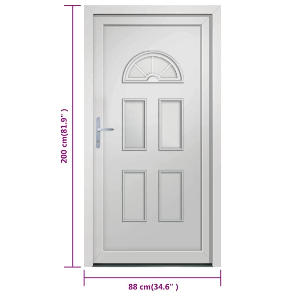 vidaXL Porta Ingresso Bianca 88x200 cm in PVC, porta, porta di ingresso, porta d'ingresso in PVC, porta entrata, porta in PVC, porte, porte in PVC