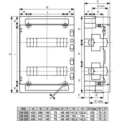 GEWISS - GW40108 Quadro di Distribuzione con Pannelli Finestrati e Telaio Estraibile, Predisposto per Alloggiamento Morsettiere, (18X3) 54M IP65