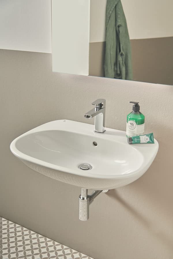 Ideal Standard - Tesi, Lavabo da 60cm per installazione a muro, Con foro centrale per la rubinetteria, Con foro troppopieno, Bianco