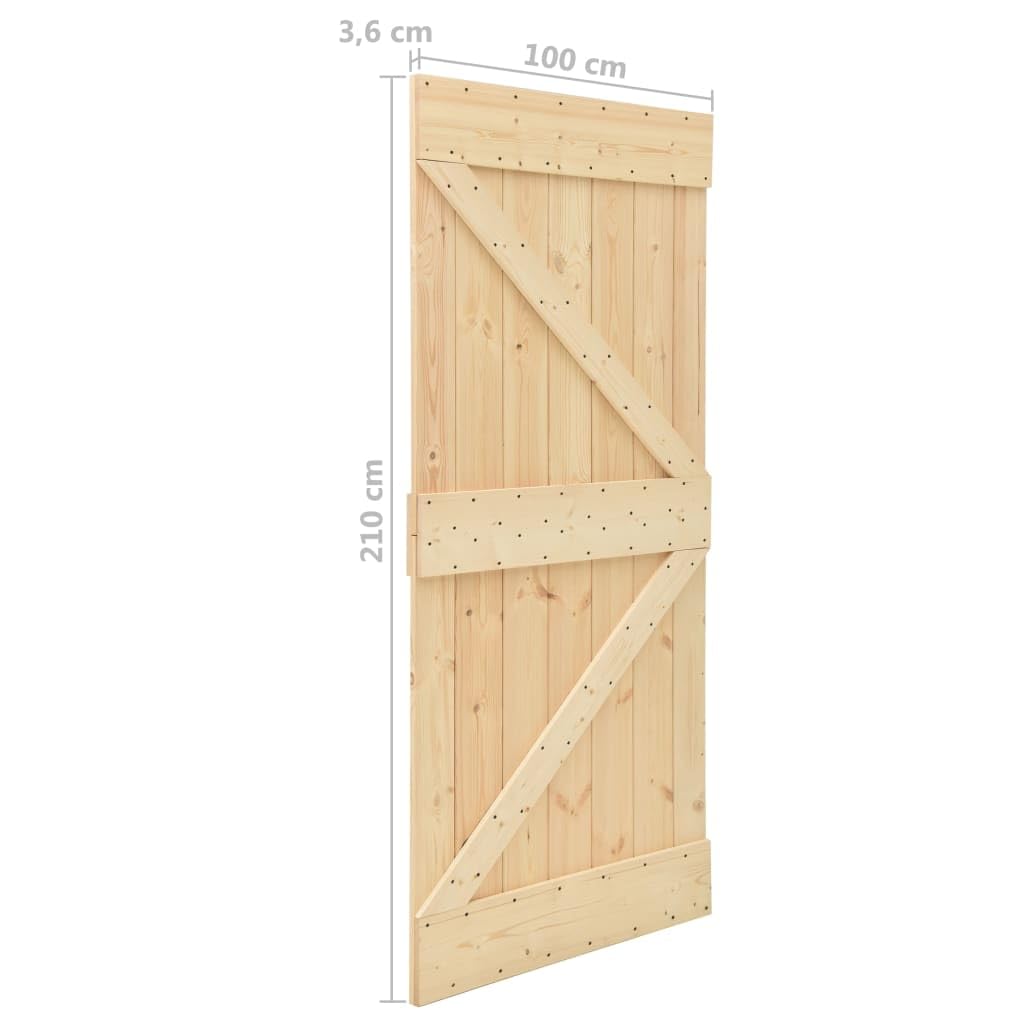 vidaXL Porta Scorrevole con Set Hardware 100x210 cm in Legno di Pino