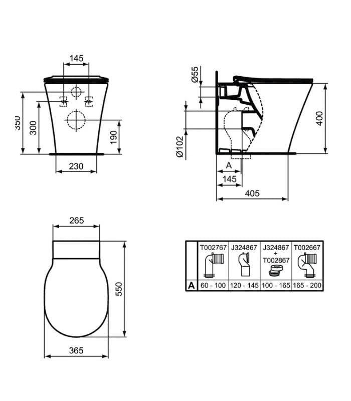 Ideal Standard - WC Filo Parete e Sedile Connect Air - Bianco, A Magazzino, Chiusura Normale