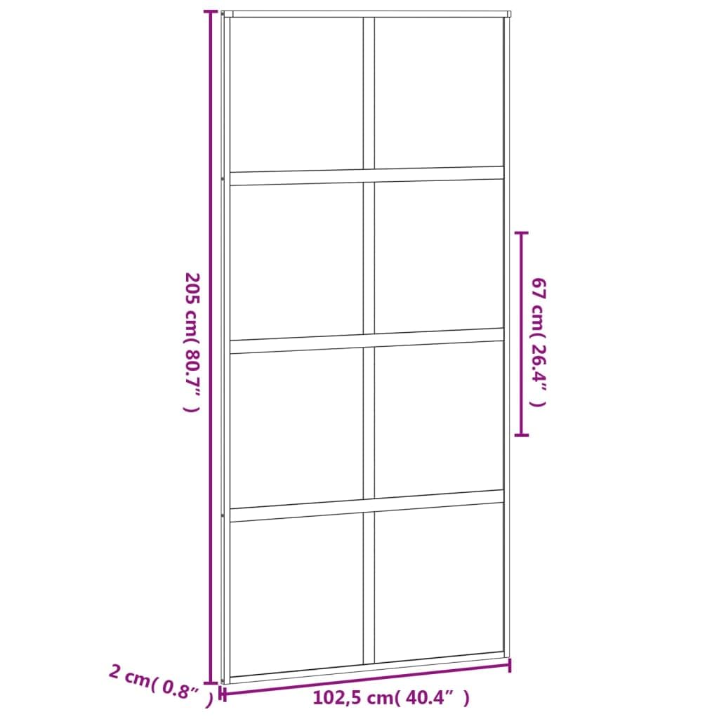 vidaXL Porta Scorrevole Nera 102,5x205 cm Vetro Temperato e Alluminio