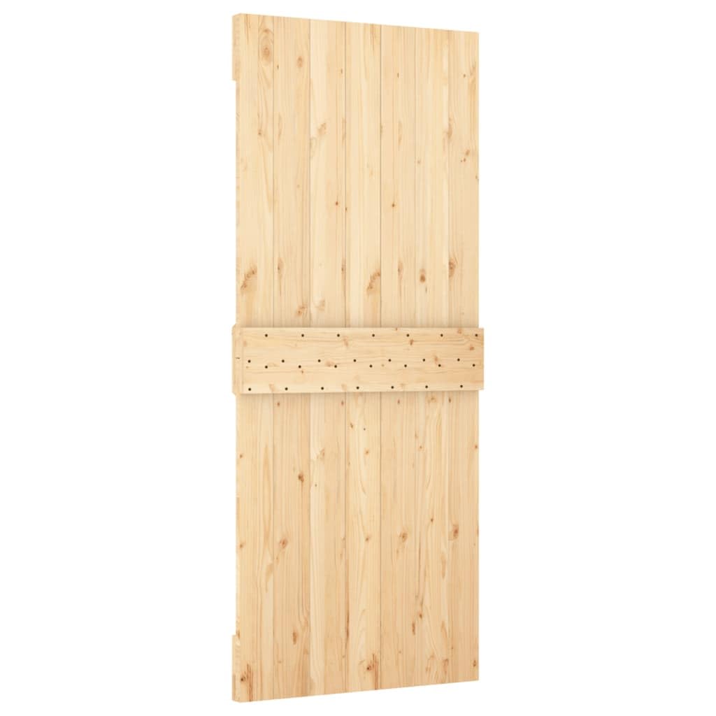 vidaXL Porta Scorrevole con Set Hardware 85x210 cm Legno Massello Pino, porta per granaio, porta, porta per fienile in legno, porta per fienile