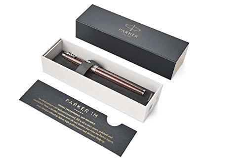 PARKER 1931682 IM Premium Penna Roller, Punta Fine e Ricarica di Inchiostro Nero, Dark Espresso Chrome Trim