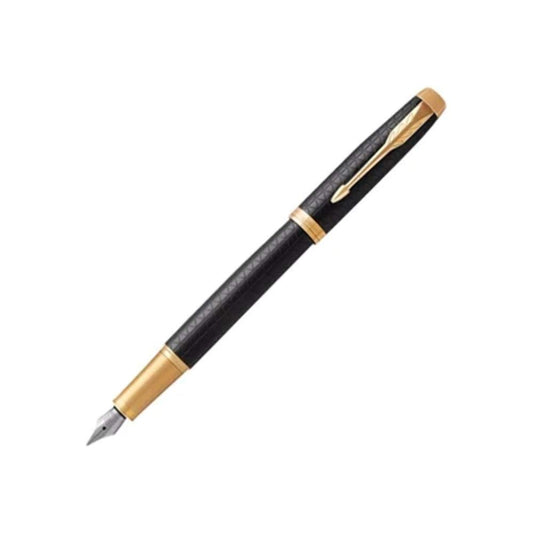 Parker 1931653 IM Premium Penna Stilografica, Punta Media e Ricarica di Inchiostro Blu, Confezione Regalo, Black Golden Trim, premium black golden trim