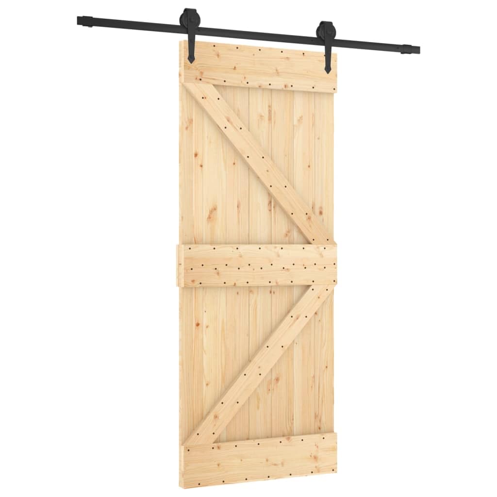 vidaXL Porta Scorrevole con Set Hardware 85x210 cm Legno Massello Pino