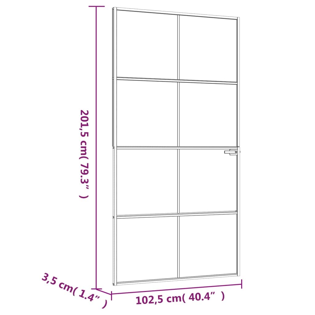 vidaXL Porta Interna Bianca 102x201,5cm Vetro Temperato Alluminio Slim