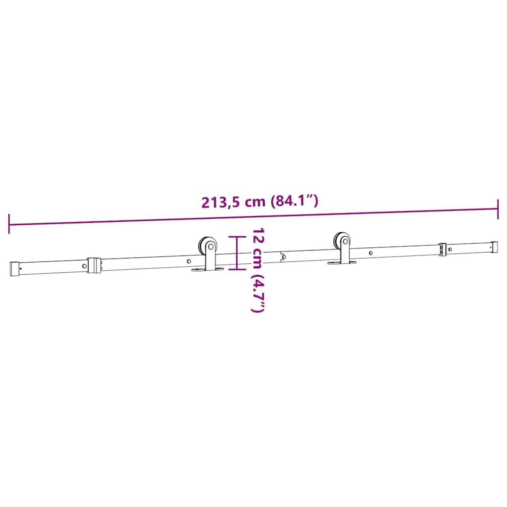 vidaXL Kit di Binari per Porte Scorrevoli 213,5 cm Acciaio Nero