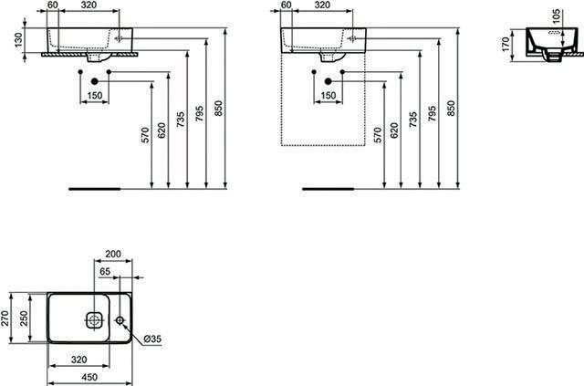 Ideal Standard T2994MA Lavandino del bagno STRADA II, Bianco con Ideal Plus