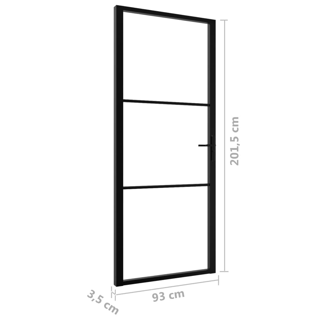 vidaXL Porta da Interno ESG Vetro e Alluminio 93x201,5 cm Nera