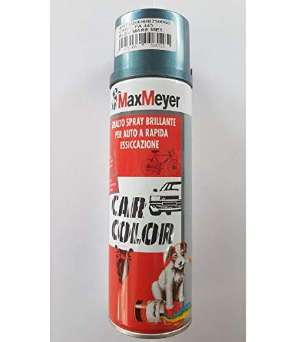 Smalto spray brillante a RAPIDA ESSICCAZIONE Max meyer"CAR COLOR" 300 ml. colore BLU MARE METALLIZZATO 445. Smalto spray brillante a base acrilica per verniciare auto,moto,biciclette, scooter,camion