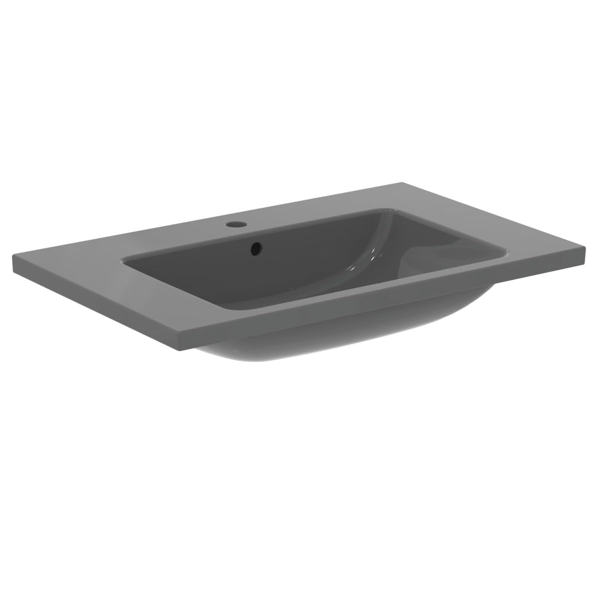 Ideal Standard - i.life B, Lavabo top da 80cm in ceramica con foro rubinetteria, Grigio lucido