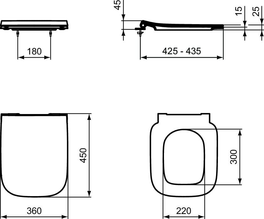 Ideal Standard - i.life B, Copriwater sottile a chiusura rallentata, Cerniere in metallo, Bianco