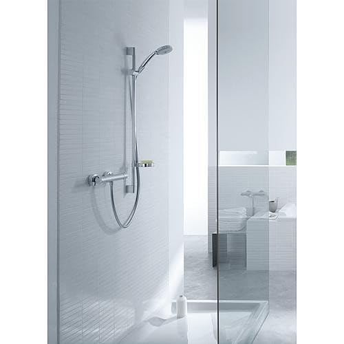 hansgrohe Ecostat - Miscelatore termostatico per doccia esterno, Rubinetto termostatico con blocco di sicurezza (SafetyStop) a 40° C, Termostato per doccia, 1 utenza, cromo, 13211000