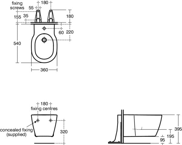 Ideal Standard - Connect, Bidet sospeso monoforo con fissaggi nascosti, Bianco