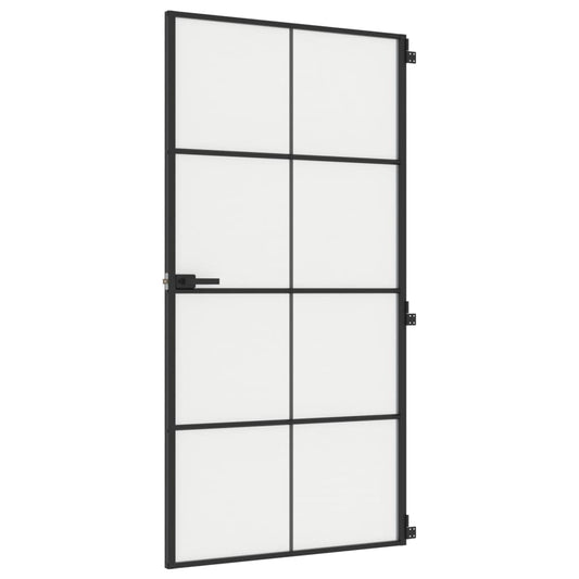 vidaXL Porta Interni Sottile Nera 102,5x201,5Vetro Temperato Alluminio