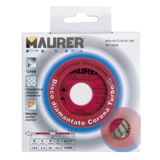 Maurer 9012050 - Gres disco diamantato 115 millimetri