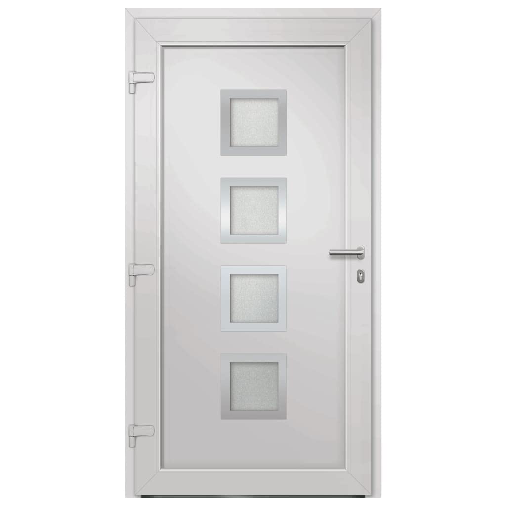 vidaXL Porta di Ingresso con Accessori Sicurezza Eleganza Entrata Casa Edifici Soglia Alluminio Rinforzi e Anima in Acciaio Bianca 108x208 cm