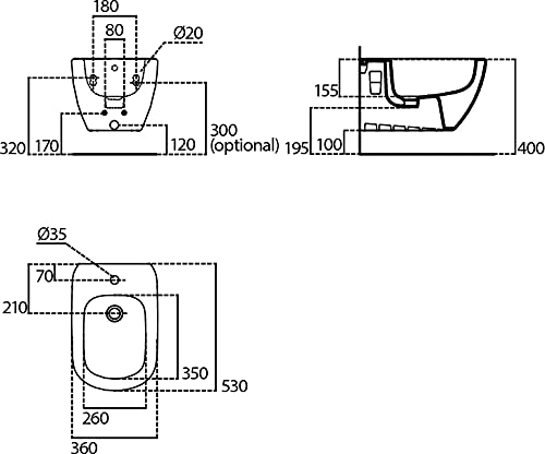 Ideal Standard T457001 TESI Bidet sospeso con fissaggi nascosti - Bianco - Logo rings